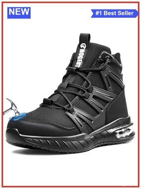 Steel Toe Work Boots Cushioned Safety High Top Work Shoes